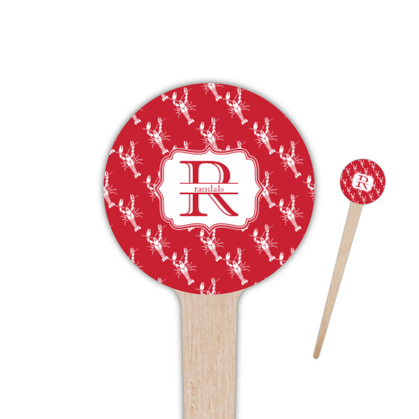 Custom Crawfish 4" Round Wooden Food Picks - Double Sided (Personalized)