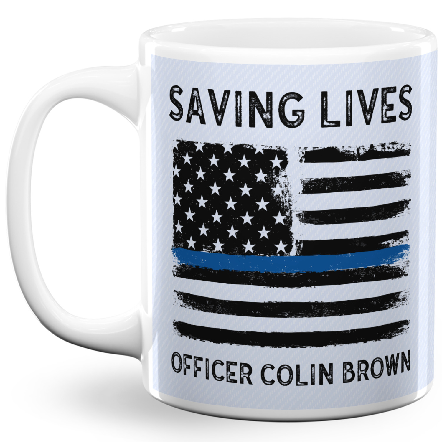 Blue Line Police 11 Oz Coffee Mug White Personalized Youcustomizeit