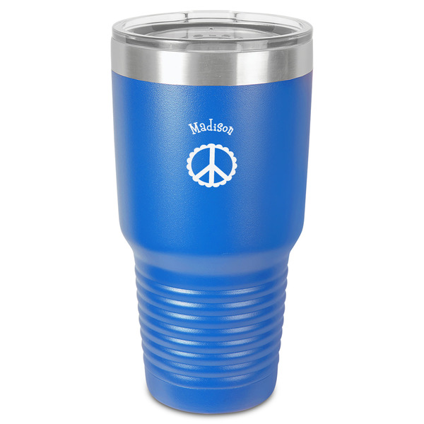 Custom Peace Sign 30 oz Stainless Steel Tumbler - Royal Blue - Single-Sided (Personalized)