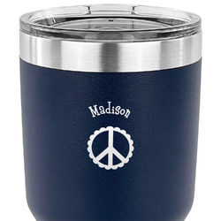 Peace Sign 30 oz Stainless Steel Tumbler - Navy - Double Sided (Personalized)