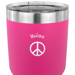 Peace Sign 30 oz Stainless Steel Tumbler - Pink - Double Sided (Personalized)