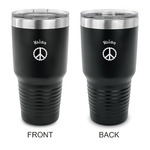 Peace Sign 30 oz Stainless Steel Tumbler - Black - Double Sided (Personalized)