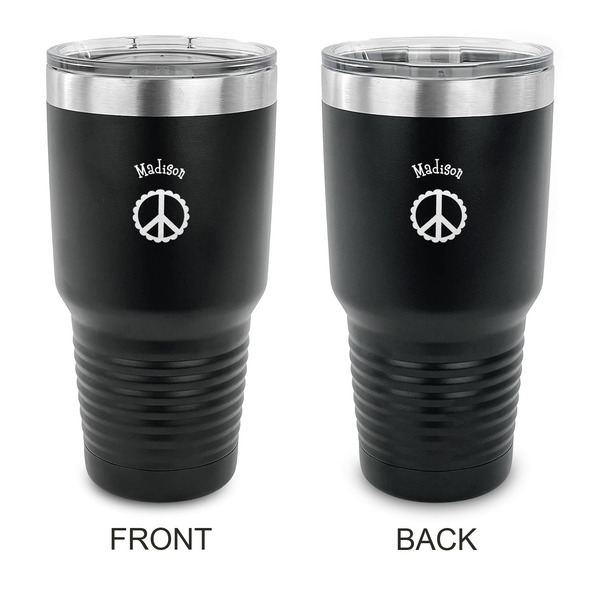 Custom Peace Sign 30 oz Stainless Steel Tumbler - Black - Double Sided (Personalized)