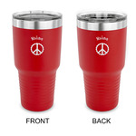 Peace Sign 30 oz Stainless Steel Tumbler - Red - Double Sided (Personalized)