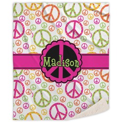 Peace Sign Sherpa Throw Blanket - 60"x80" (Personalized)