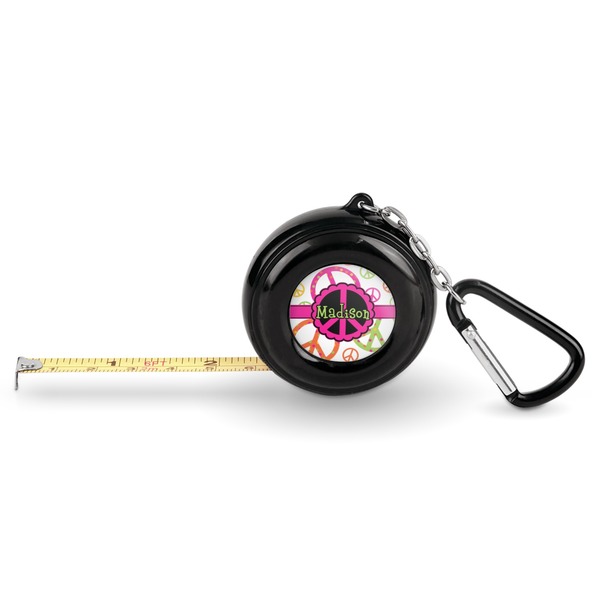 Custom Peace Sign Pocket Tape Measure - 6 Ft w/ Carabiner Clip (Personalized)