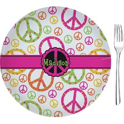 Peace Sign 8" Glass Appetizer / Dessert Plates - Single or Set (Personalized)