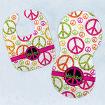 Peace Sign Baby Bib & Burp Set w/ Name or Text