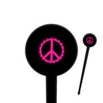 Peace Sign 4" Round Plastic Food Picks - Black - Single Sided