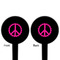 Peace Sign Black Plastic 4" Food Pick - Round - Double Sided - Front & Back