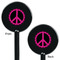 Peace Sign Black Plastic 5.5" Stir Stick - Double Sided - Round - Front & Back