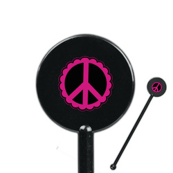 Peace Sign 5.5" Round Plastic Stir Sticks - Black - Single Sided