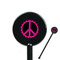 Peace Sign Black Plastic 5.5" Stir Stick - Round - Closeup