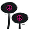 Peace Sign Black Plastic 7" Stir Stick - Double Sided - Oval - Front & Back