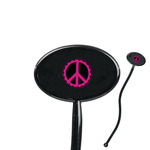 Peace Sign 7" Oval Plastic Stir Sticks - Black - Double Sided