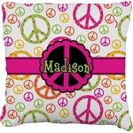 Peace Sign Faux-Linen Throw Pillow 18" (Personalized)