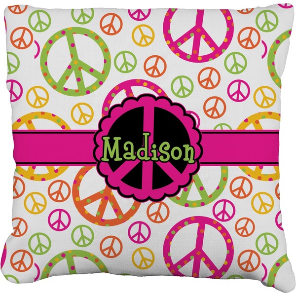 Custom Peace Sign Faux-Linen Throw Pillow 20" (Personalized)