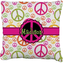Peace Sign Faux-Linen Throw Pillow 26" (Personalized)