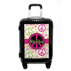 Peace Sign Carry On Hard Shell Suitcase (Personalized)