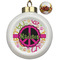 Peace Sign Ceramic Christmas Ornament - Poinsettias (Front View)