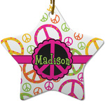 Peace Sign Star Ceramic Ornament w/ Name or Text