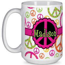 Peace Sign 15 Oz Coffee Mug - White (Personalized)