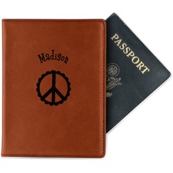 Peace Sign Passport Holder - Faux Leather - Single Sided (Personalized)