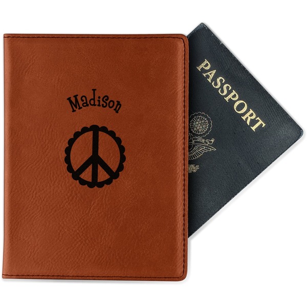 Custom Peace Sign Passport Holder - Faux Leather - Single Sided (Personalized)