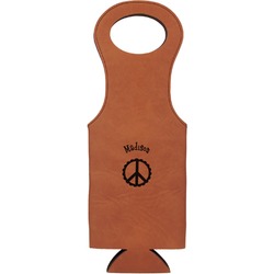 Peace Sign Leatherette Wine Tote - Double Sided (Personalized)