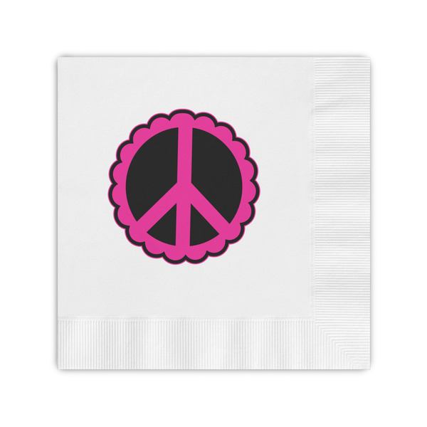 Custom Peace Sign Coined Cocktail Napkins