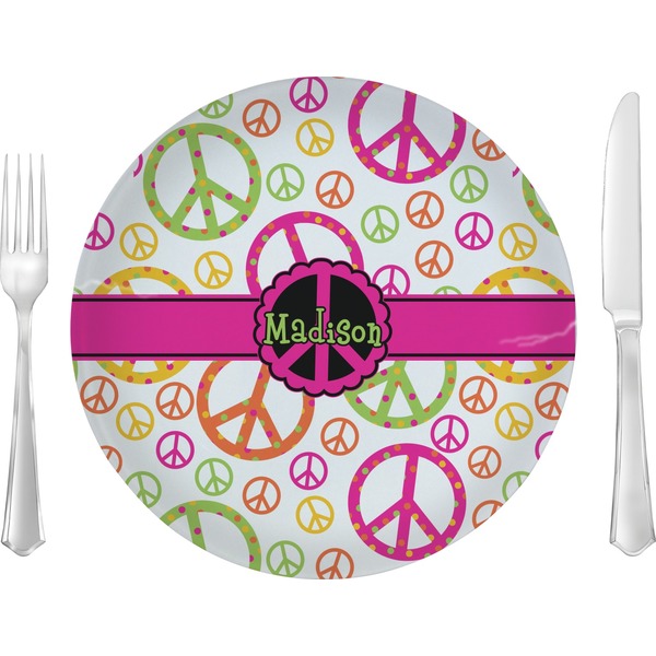 Custom Peace Sign 10" Glass Lunch / Dinner Plates - Single or Set (Personalized)