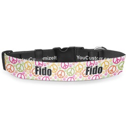 Peace Sign Deluxe Dog Collar - Medium (11.5" to 17.5") (Personalized)