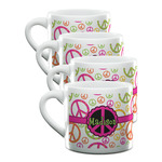 Peace Sign Double Shot Espresso Cups - Set of 4 (Personalized)