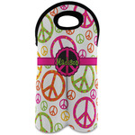 Peace Sign Wine Tote Bag (2 Bottles) (Personalized)