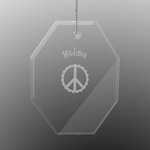 Peace Sign Engraved Glass Ornament - Octagon (Personalized)