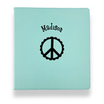 Peace Sign Leather Binder - 1" - Teal (Personalized)