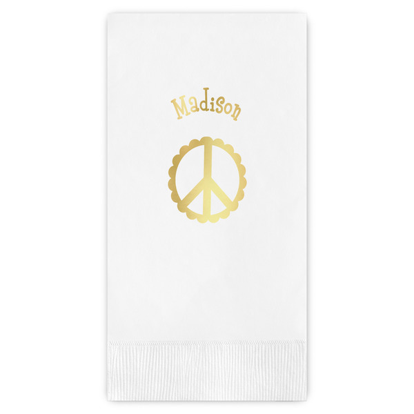 Custom Peace Sign Guest Napkins - Foil Stamped (Personalized)