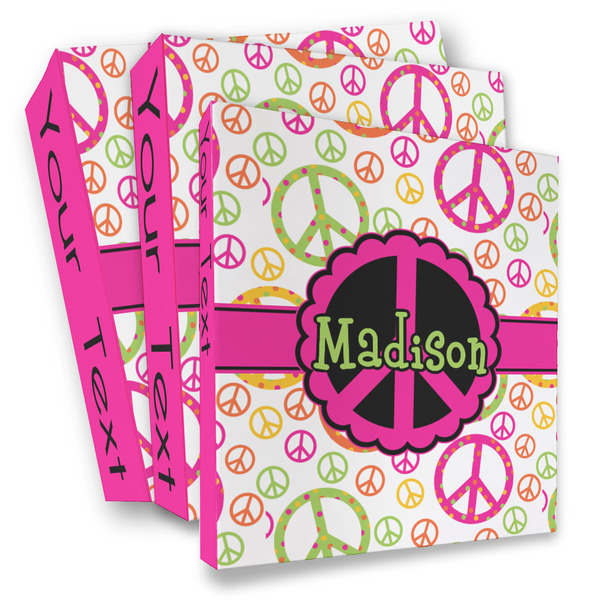 Custom Peace Sign 3 Ring Binder - Full Wrap (Personalized)