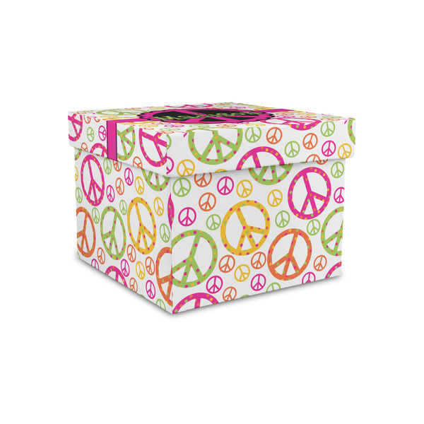 Custom Peace Sign Gift Box with Lid - Canvas Wrapped - Small (Personalized)