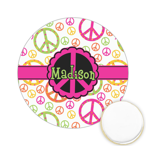 Custom Peace Sign Printed Cookie Topper - 2.15" (Personalized)