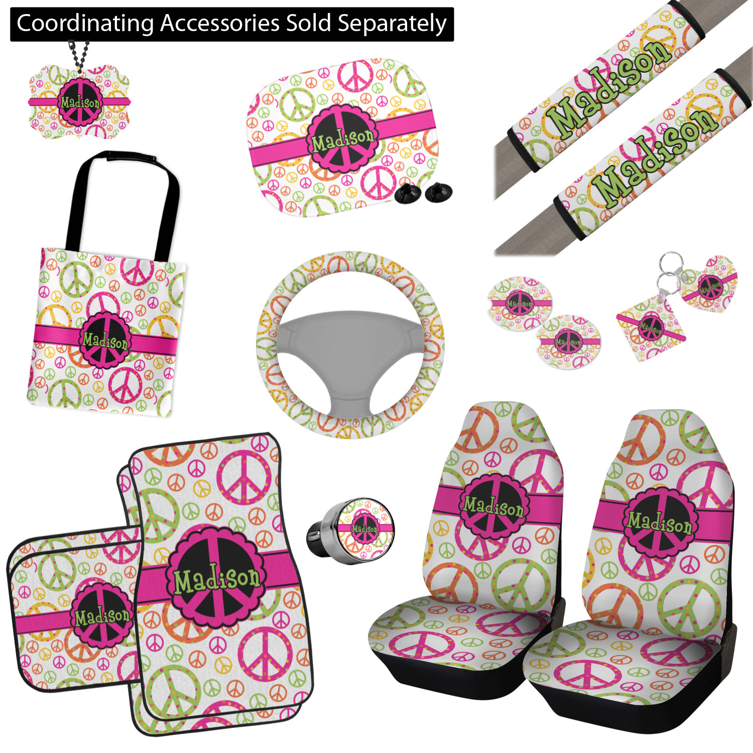 peace sign car seat cover sets