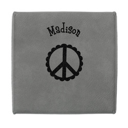 Peace Sign Jewelry Gift Box - Engraved Leather Lid (Personalized)