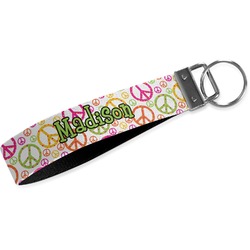 Peace Sign Webbing Keychain Fob - Small (Personalized)