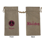 Peace Sign Large Burlap Gift Bag - Front & Back (Personalized)