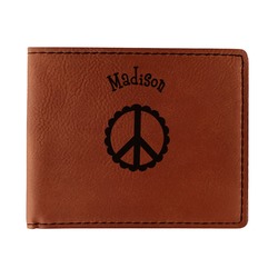 Peace Sign Leatherette Bifold Wallet - Single Sided (Personalized)