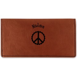 Peace Sign Leatherette Checkbook Holder - Double Sided (Personalized)