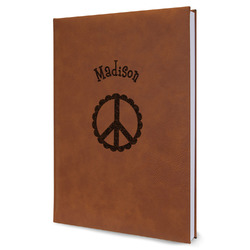 Peace Sign Leather Sketchbook - Large - Double Sided (Personalized)