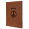 Peace Sign Leather Sketchbook - Large - Double Sided - Angled View