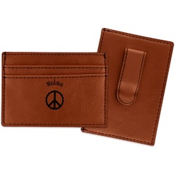 Peace Sign Leatherette Wallet with Money Clip (Personalized)