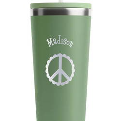 Peace Sign RTIC Everyday Tumbler with Straw - 28oz - Light Green - Double-Sided (Personalized)